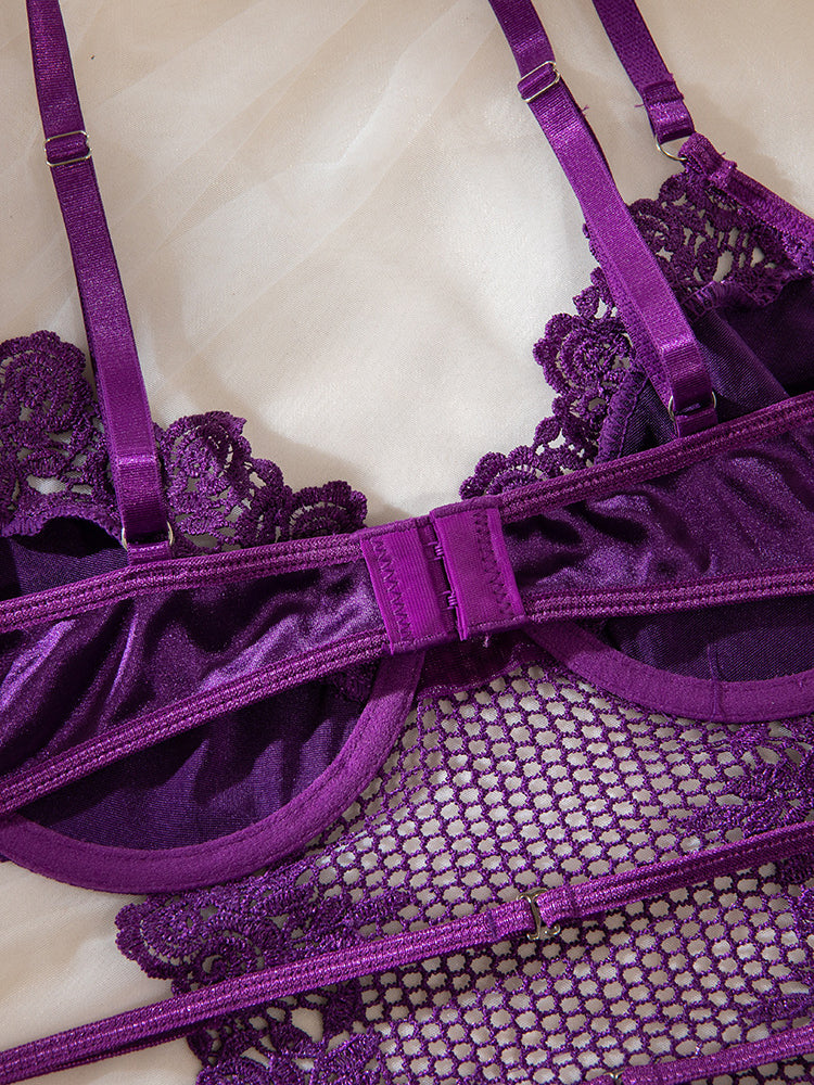 Purple grape sexy lingerie set  sexy  bra with stockings gloves set