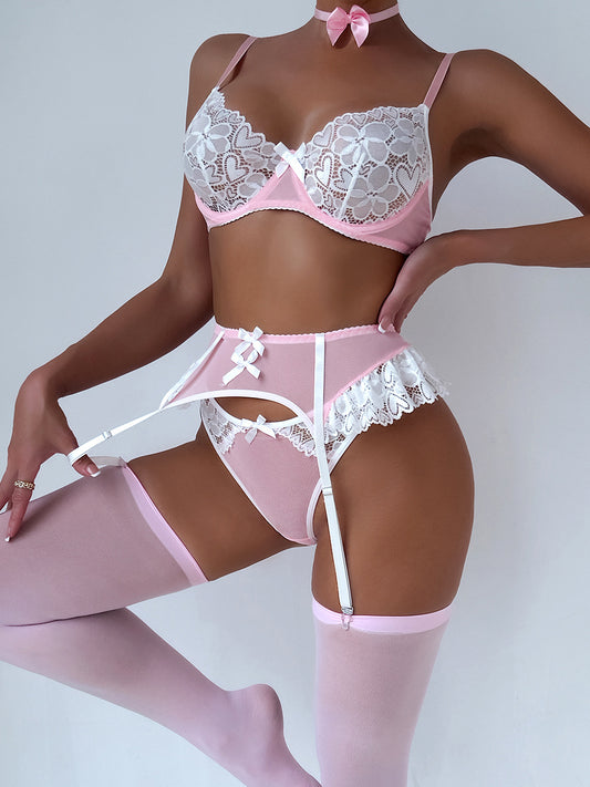 Sexy lace lingerie five piece set