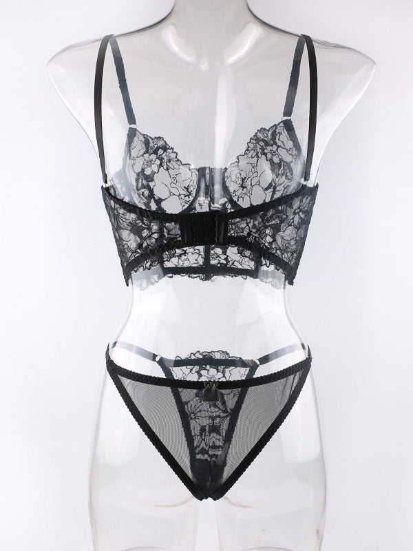 Sexy See-Through Embroidery Lingerie Set