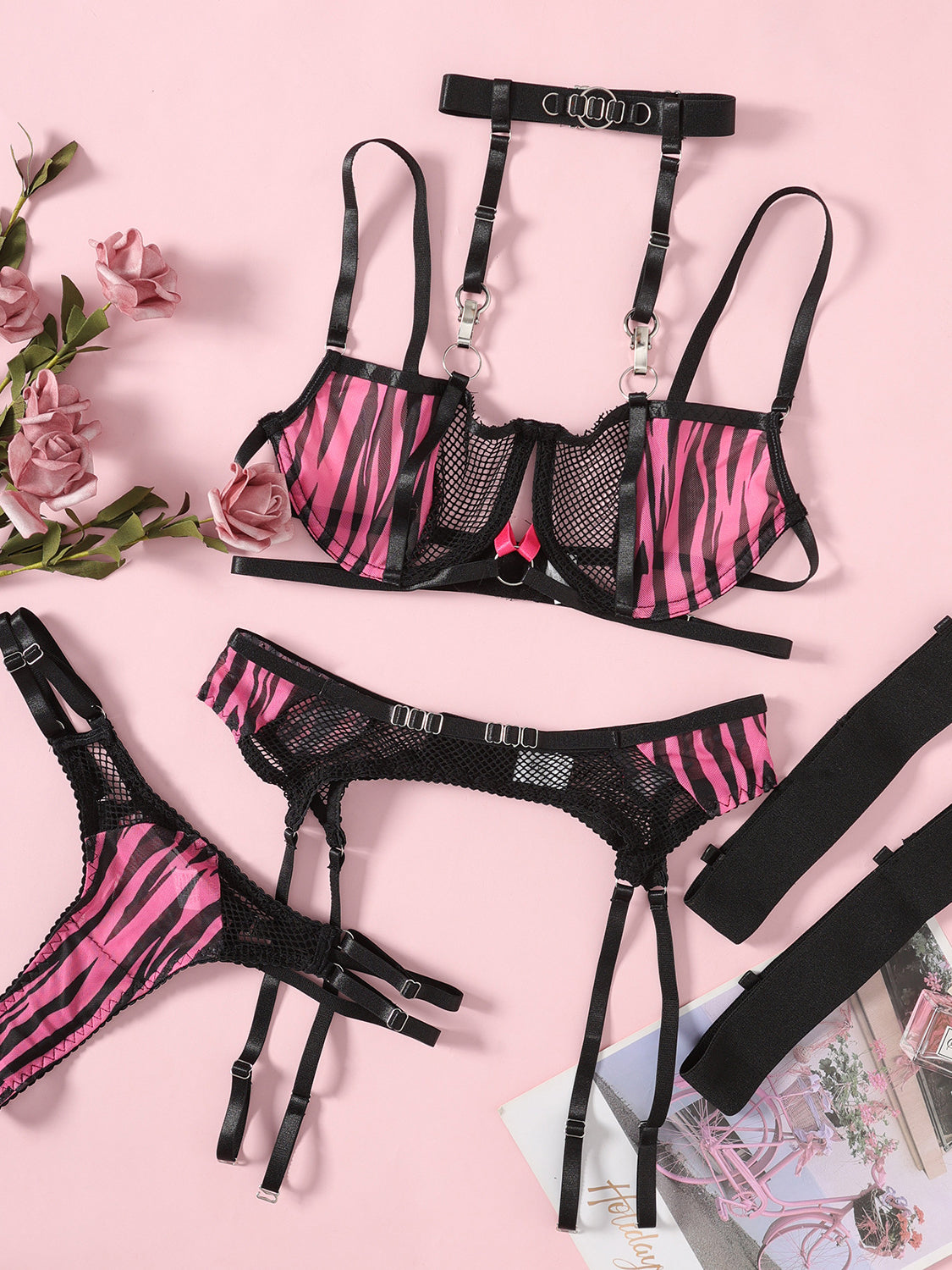 Sexy pink zebra 5 piece set