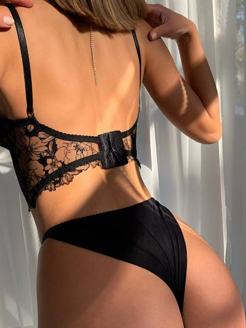 Sexy See-Through Embroidery Lingerie Set